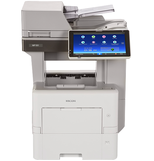 MP 501SPF Black and White Laser Multifunction Printer Expand capabilities in a limited space